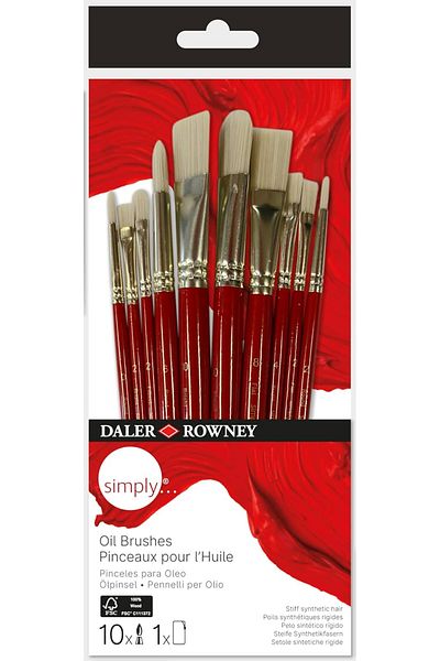 Daler Rowney Simpy Wallet Set of 10 Oil Painting Brushes Short Handle