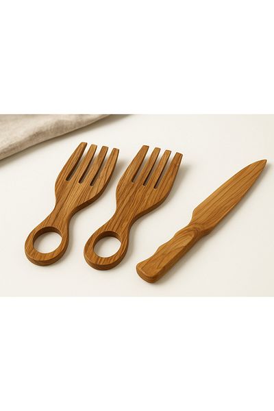 Dia Wooden Salad Mixer Wooden Vegetable Knife Set Handmade