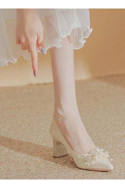 Generic Women's High Heels Wedding Rhinestone High Heels Pointed Toe Thin Shiny Bridal Dress Shoes