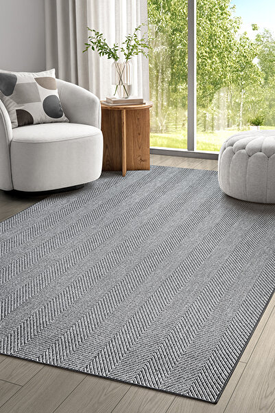 SARAZ HALI Elit Premium Sisal Jut Halı 1002 - Antrasit Balık Sırtı Desen