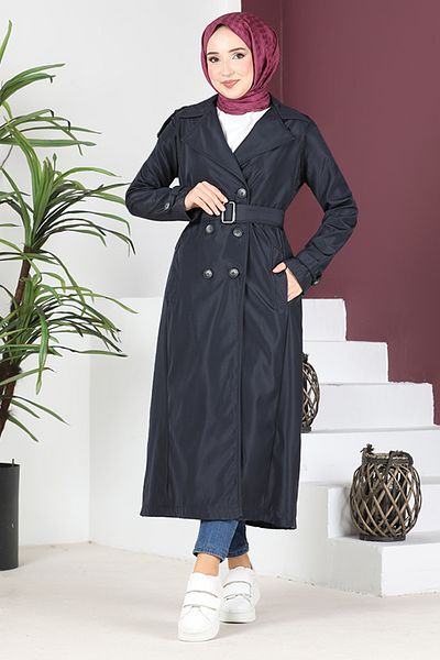 ModaMerve Navy Blue Belted Cap - Msl5963