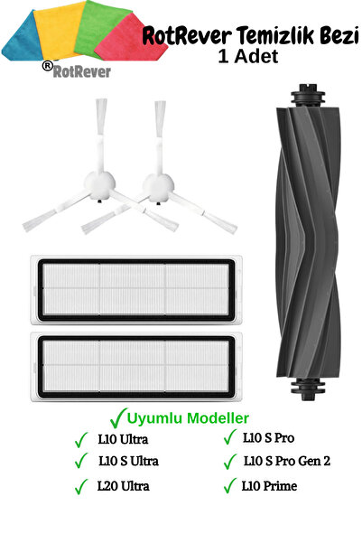 RotRever Σετ αντικατάστασης υφασμάτων Dreame Bot L10s Ultra/L10S Pro-L10S Pro Gen 2, συμβατό με βούρτσα, φίλτρο, υφασμάτινο σετ αντικατάστασης RotRever-6 τεμάχια