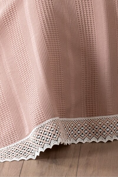 Sevim 100% Cotton Double Two Color Kopanaki Lace Waffle Pique-210X230 Cm-Dusty Rose