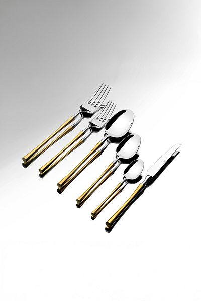 Nehir Marbella Gold Simple 12-Person 72-Piece Cutlery Set