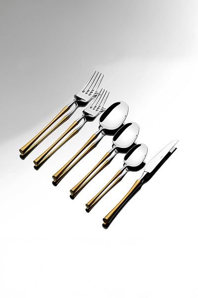 Nehir Marbella Gold Satin 72 Piece Cutlery Set for 12 People
