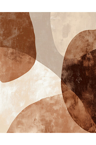 fuart.co Krem Kahve Şekiller Modern Poster, Duvar Posteri, Bohem Poster, Çerç...