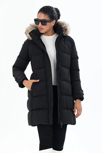 G-FOX Women's Long Removable Natural Fur Hooded Padded Windproof down Coat 8658