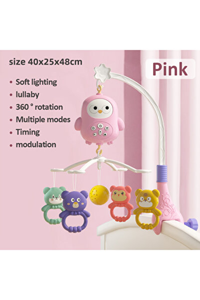 Choice 368-20 red Baby Music Rotating Bed Bell Toy Cute Owl Shape Modern Baby Hanging Rattle Music Bedside