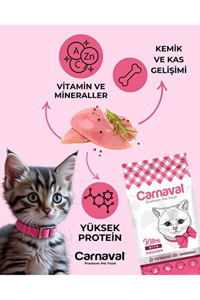Carnaval Tavuklu Yavru Kedi Maması 3kg (2X1.5KG)