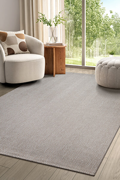 SARAZ HALI Elit Premium Sisal Jut Halı 1001 - Bej Balık Sırtı Desen