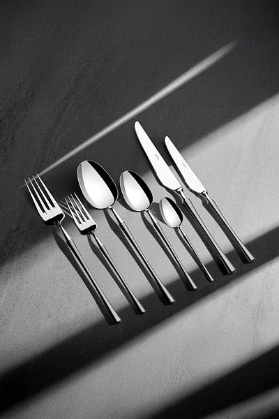 Nehir Marbella Satin 12-Person 84-Piece Leather Boxed Cutlery Set