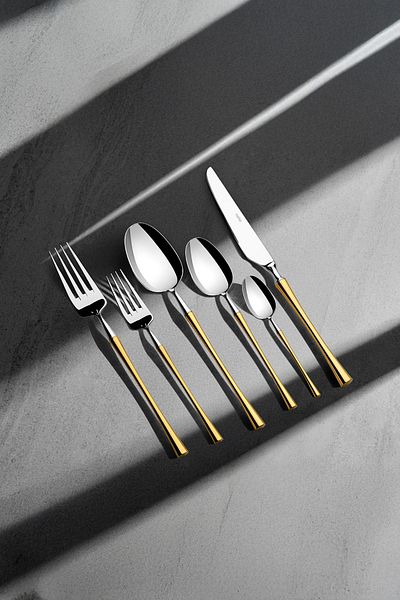 Nehir Marbella Gold Simple 6-Person 36-Piece Cutlery Set