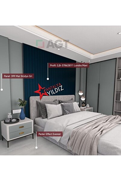 AGT Antalya Yıldız - kargo bedava- Duvar Lambri Profili Lb 3786 londro mavi