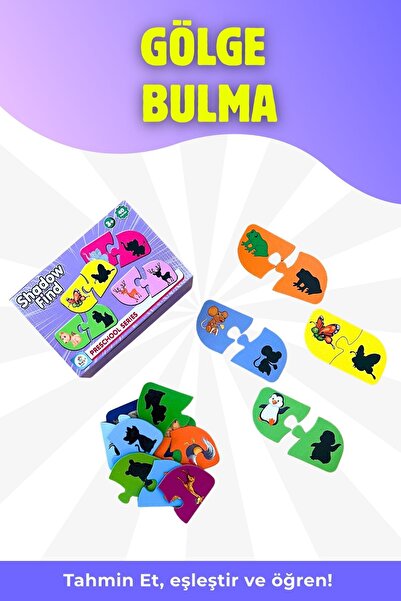 LAÇO KİDS 4 lü Okul Öncesi Eğitim Seti -Gölge Bulma -Tamamlama - Zıt Kavramlar - İlişki Kurma