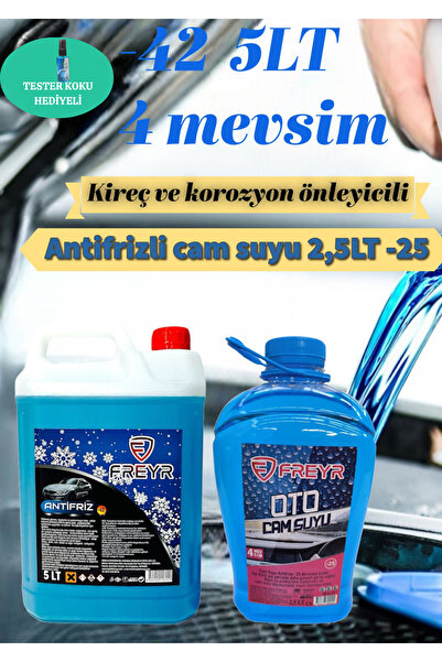 FREYR 4Mevsim Mavi Antifriz -42C° 5LT-4Mevsim Antifrizli Oto Cam Suyu -25C° 2...
