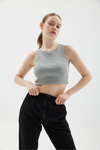 Mood Lab Crop Halter Yaka Fitilli Esnek Örme Atlet
