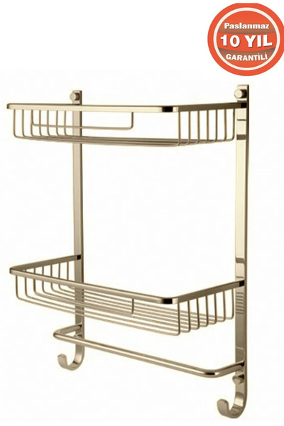 ÇELİK BANYO Paslanmaz Pirinç Ikili Havluluk Süngerlik Köşelik Şampuanlık Altı...