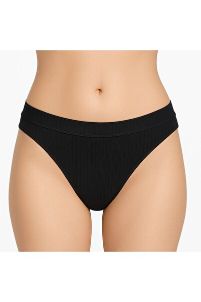 MAVİ QUMSAL Γυναικεία βαμβακερά εσώρουχα στρινγκ 5 τεμαχίων - Μαύρο