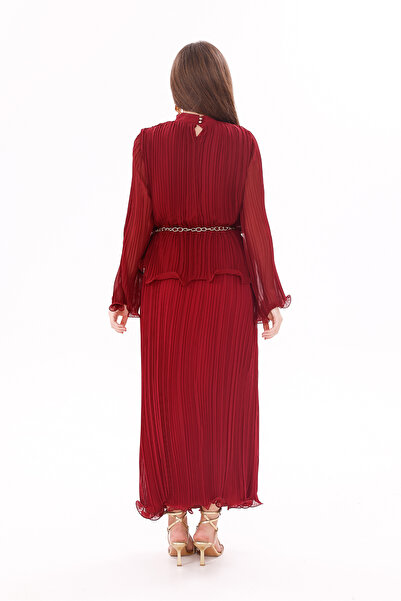 happinice Pleated Hijab Belt Detail Double Set