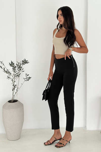 EGHO Zippered Regular Waist Bell Cloth Women's Carrot Pants