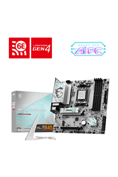 MSI B840M GAMING PLUS WIFI6-E DDR5 AMD B840 AM5 Soket DDR5 8000+(OC)MHz mATX Anakart