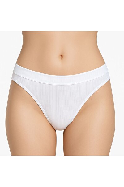 MAVİ QUMSAL Γυναικεία βαμβακερά εσώρουχα στρινγκ 5 τεμαχίων - Λευκό