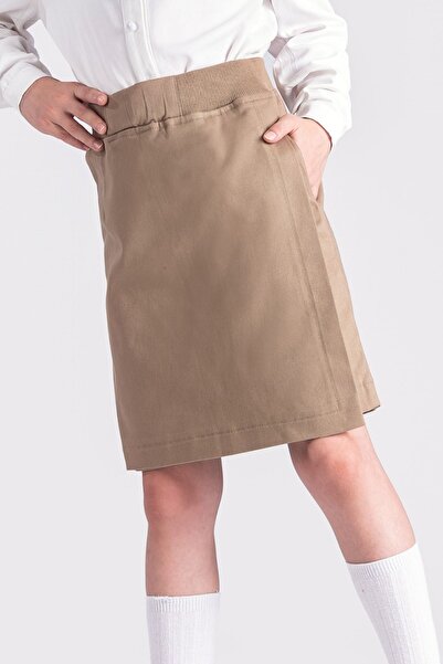 e-çocuk Kız Çocuk Okul Etek Beli Lastikli Kaşkorse Şort Model Bej 8637