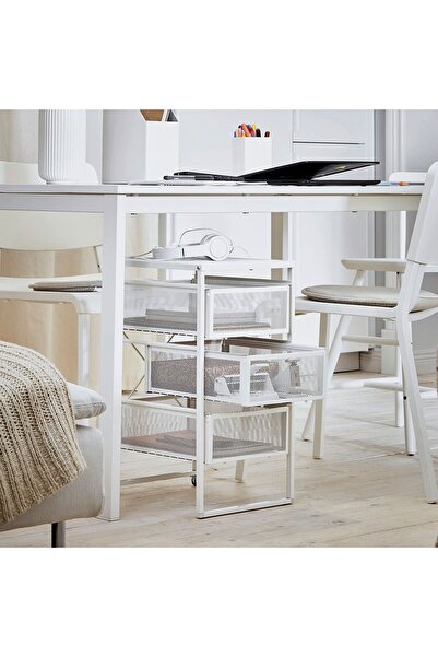 IKEA Lennart Beyaz Keson Tekerlekli 3 Çekmeceli Dolap Raf Ünitesi Evrak Dosya Eşya Dolabı