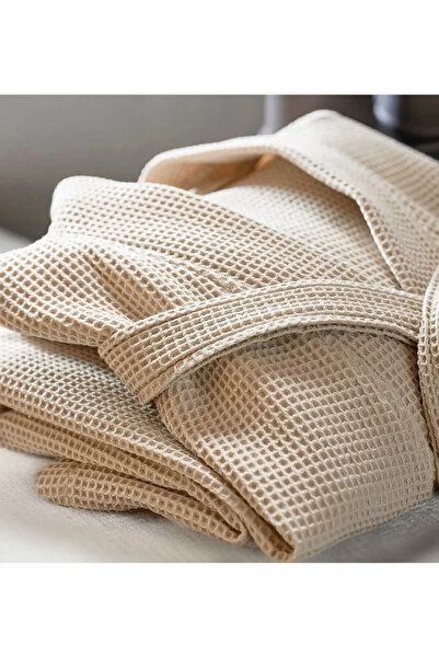 Lucy and Home Μπεζ Boyucharı κλειστό πικέ μπουρνούζι.