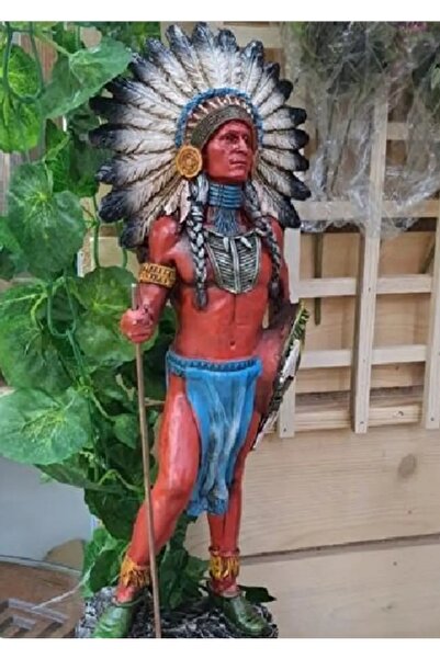 Yaratıcı sanatlar atölyesi Kızılderili Savaşçı Şef Biblo Büyük Boy 30 CM Poly...