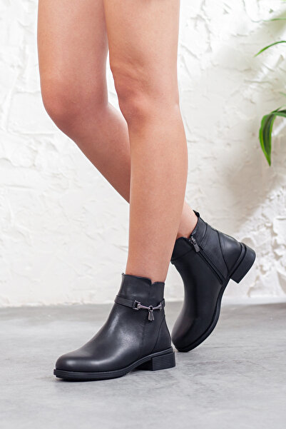 DERİMİSS Γυναικείες γνήσιες δερμάτινες εξαιρετικά μαλακές μαύρες μπότες με φερμουάρ