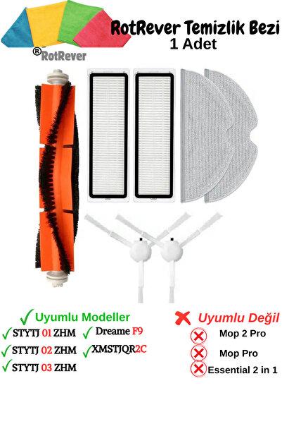 RotRever Xiaomi Vacuum Mop Pro 2+3D, Vacuum Mop 1C, 2C compatibil cu perie, filtru, mop, set de cârpe RotRever-8 bucăți