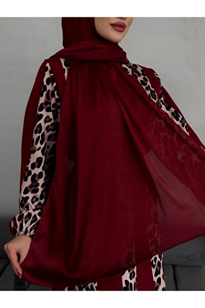 Butik DRAPE ŞİFON SATEN BORDO ŞAL