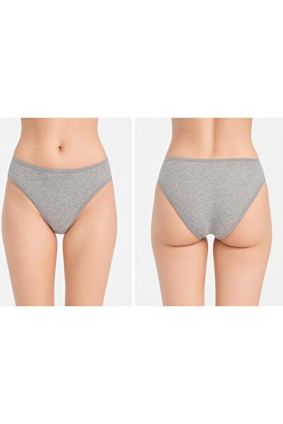 NIA UNDERWEAR Pamuklu Bikini Model Kadın Külot 3’lü Set – Gri / Beyaz / Ten - Standart Beden