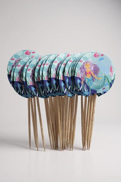 Cadde Süs Deniz Kızı Temalı Pasta Kürdanı Doğum Günü Cupcake Süsleme Pasta Sü...