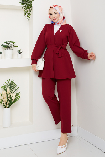 modapark.ist Women's Belt Detailed Trousers Suit