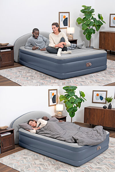 BESTWAY Elektrikli Şişme Yatak - Çift Kişilik, Başlıklı Şişme Yatak 229x152x84 Cm