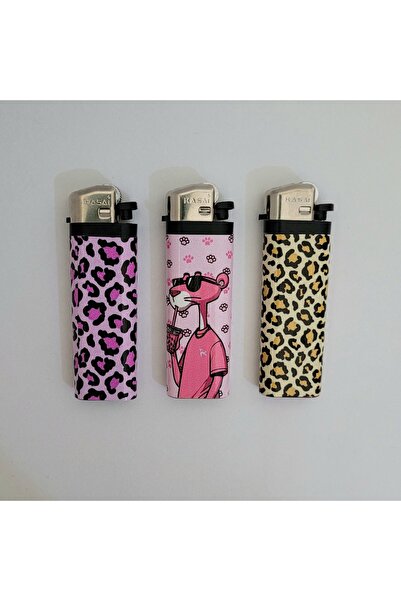 Home Pembe Panter ve Leopar Baskılı 3'lü Çakmak