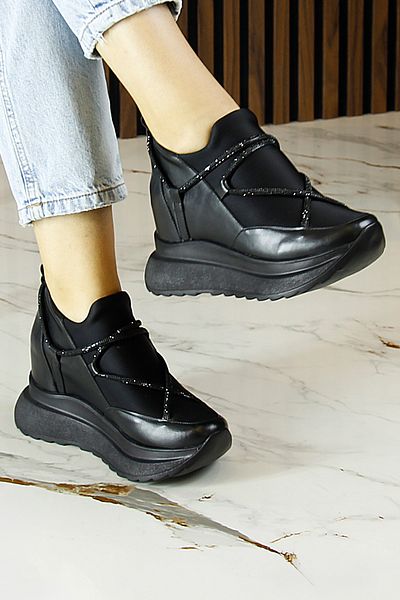 Erkan Saçmacı Pantofi casual cu toc ascuns Arsenie Black Stone