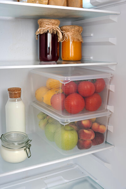 Ecolux 3 Adet 6Lt + 3 Adet 3,5Lt MEGA Vakumlu Sızdırmaz Sebzelik Saklama Kabı Seti-Buzdolabı Düzenleyici