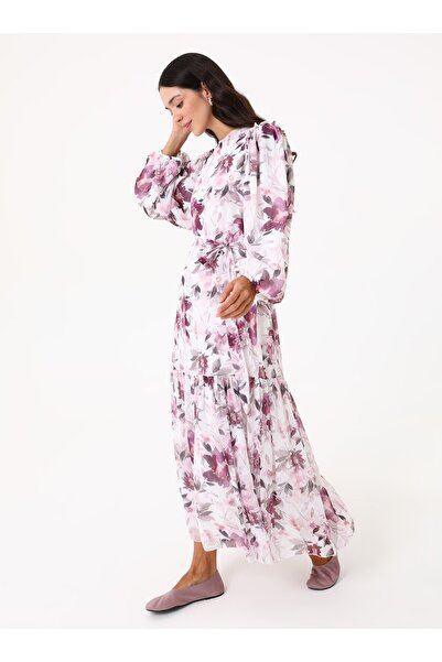 Refka Φόρεμα Hijab σιφόν με λουλούδια - Dusty rose - Refka