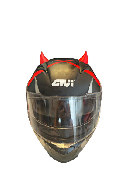 3dfabrick Kask süsü -3 lü set Kedi kulağı,kask boynuzu ve Rüzgar Tutmaz kedi kulağı sağ sol takım-kırmızı