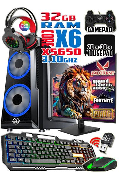 WARBOX King 24" Monitör Xeon X5650 32gb Ram 256gb R7 240-4gb E.kartı Gaming Takım Bilgisayar