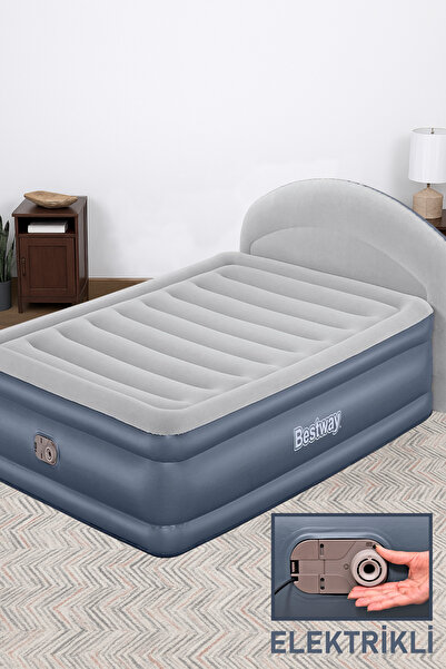 BESTWAY Elektrikli Şişme Yatak - Çift Kişilik, Başlıklı Şişme Yatak 229x152x84 Cm