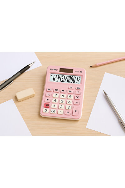 Casio Hesap Makinesi Masa Üstü 12 Hane Pembe Mx-12B-Pk