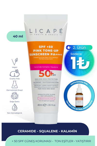 Licape Pink Sunscreen 40 ml - High Protection, Color Tone Equalizer