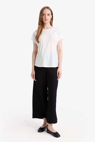 DeFacto Crew Neck Puff Printed Short Sleeve T-Shirt F9588Ax25Au