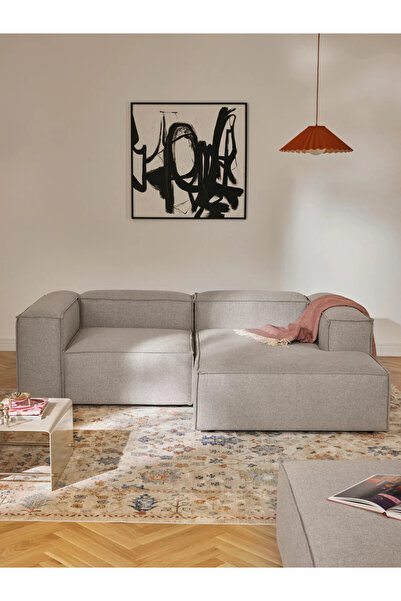S Home Design Concept Frida 2 Modül Mini Köşe Kanepe, Sağ Köşe Keten Vizon 21...