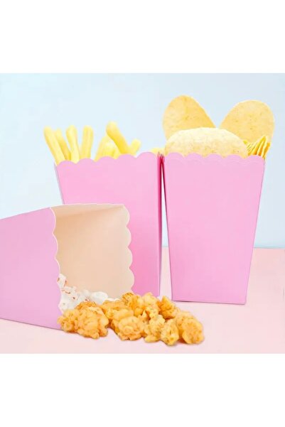 Deniz Party Store علبة رقائق الفشار والذرة من الورق المقوى الوردي 8 قطع