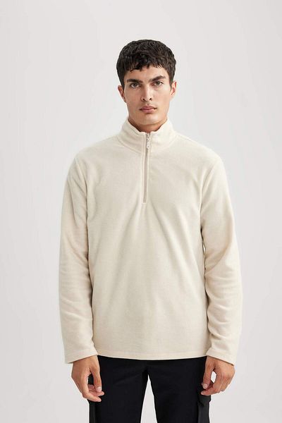 DeFacto Regular Fit Zippered High Collar Half Zipper Fleece Sweatshirt